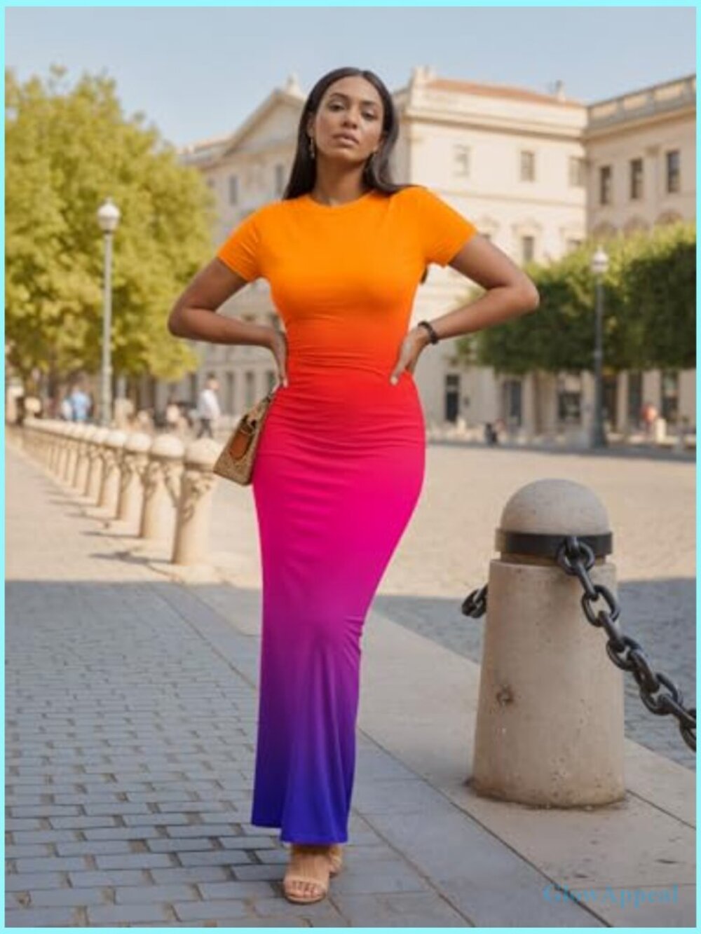 Sexy Bodycon Maxi Dress Short Sleeve Slim Fit Summer Dress - Picture 3 of 4